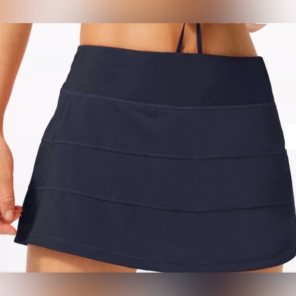 Lululemon Pace Rival Mid-Rise Tennis Skirt Pockets Navy Blue Size 6 - Picture 2 of 11